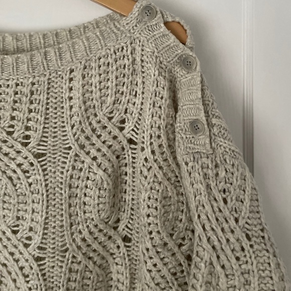 Ann Taylor Woven Boxy Sweater with Button Detail - Picture 4 of 5